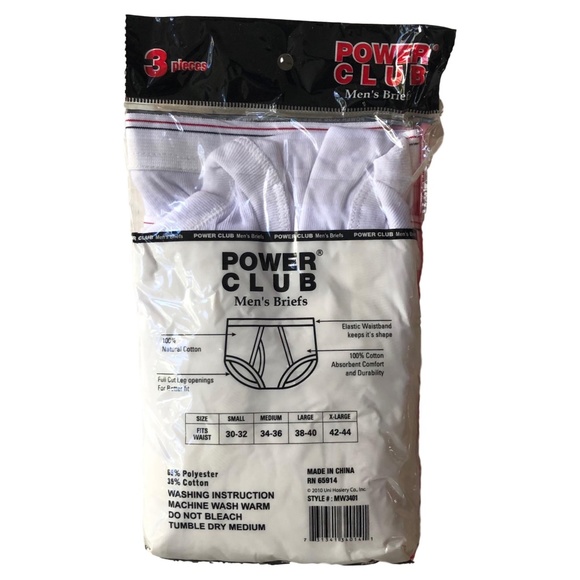 2 PacksPower Club Men's Briefs 3 per Pack 100% Cotton - Picture 2 of 4